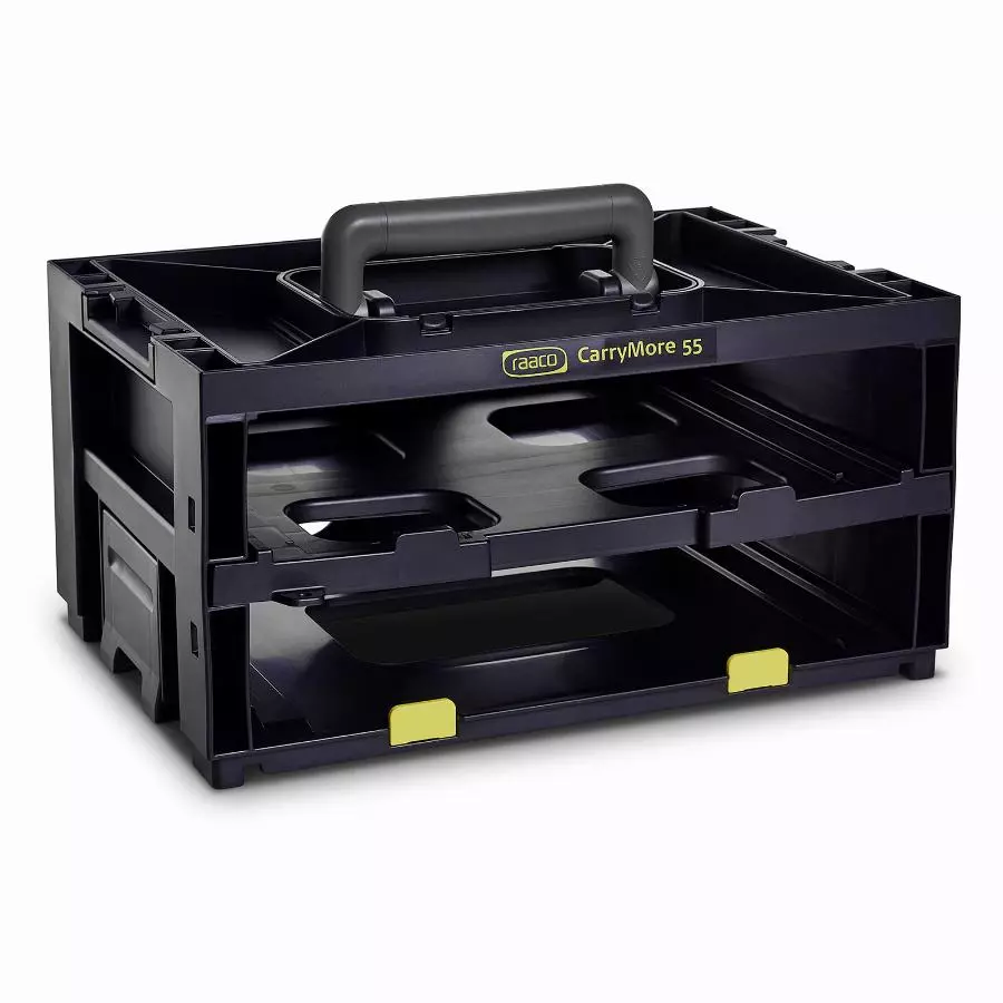 Caisse De Transport RAACO Pour 2 CarryLite A4 55 Mm - Avec Godets Amovibles - 146395