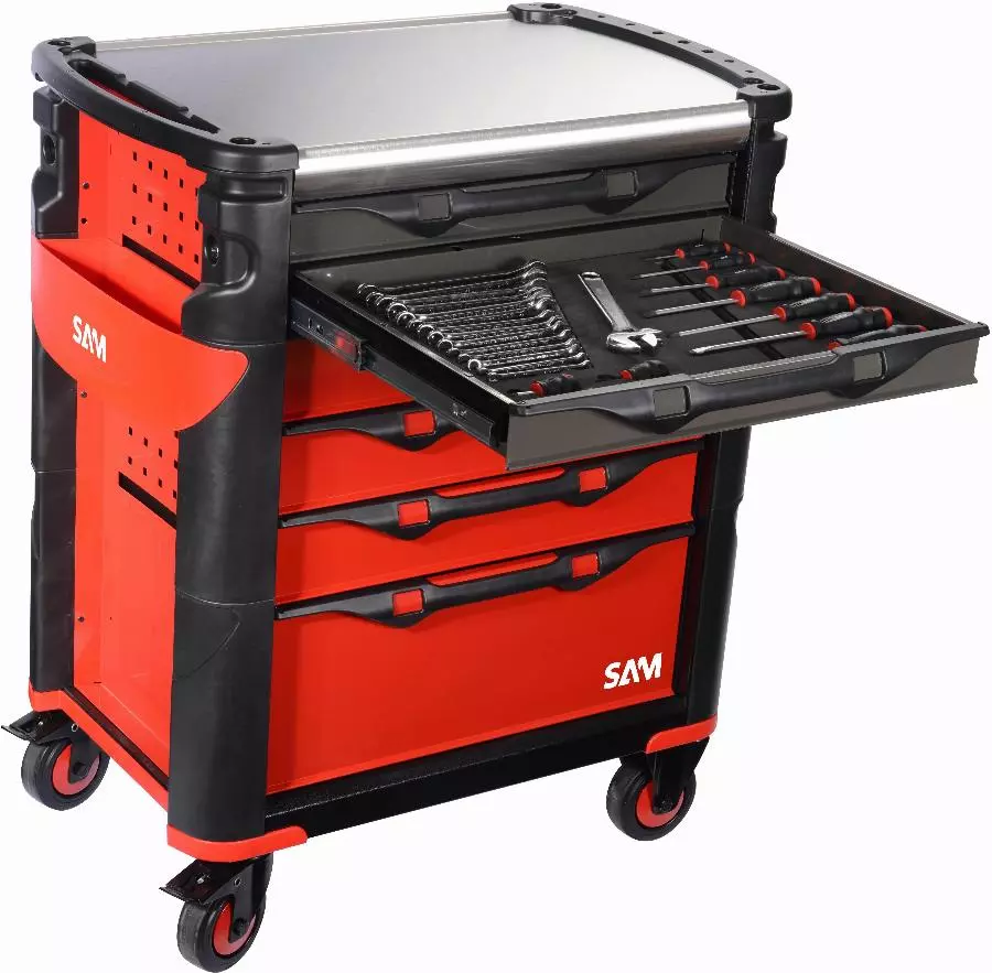 Servante 6 Tiroirs + 135 Outils De Maintenance Indus. SAM OUTILLAGE Modules Abs - 416-135SV â Image 2