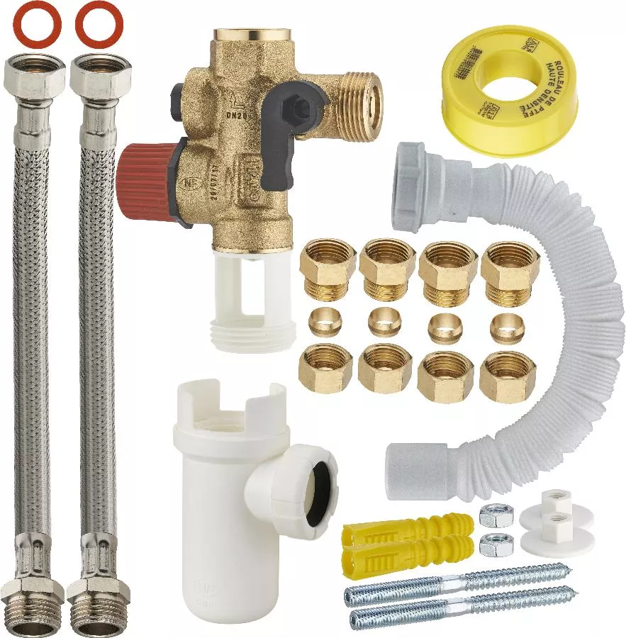 Kit Complet De Raccordement Facile (sans Soudure 1/2' NOYON & THIEBAULT - Ø Tube Cuivre 14 Et 16 Mm) De Chauffe-eau Avec Groupe De Sécurité Droit - 7721-ECOC1 – Image 2