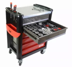 Composition Travaux Publics 255 Outils En Module Mousse + Servante 6 Tiroirs Servi-630n SAM - CPP255MMS