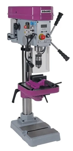 Perceuse à Colonne SIDAMO 20EV Mono - 1200W - Avec étau Pro BSF120, Mandrin Et Jeu De Brides - 20502054